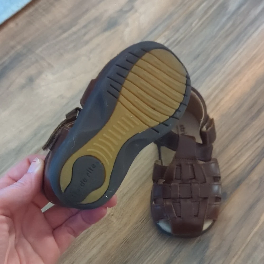 Stride Rite Dark Brown Woven Leather Fisherman Sandals for Kids - Picture 4 of 8